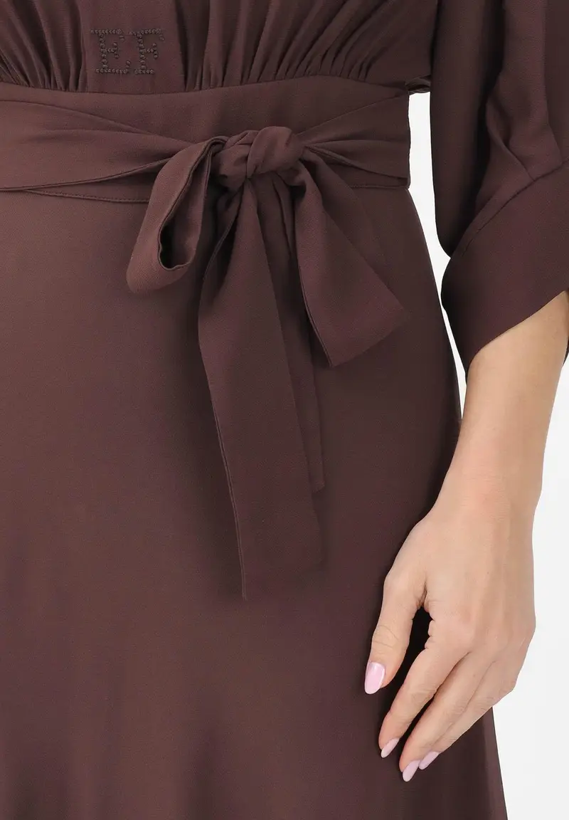 Abito midi cacao da donna miniatura 3