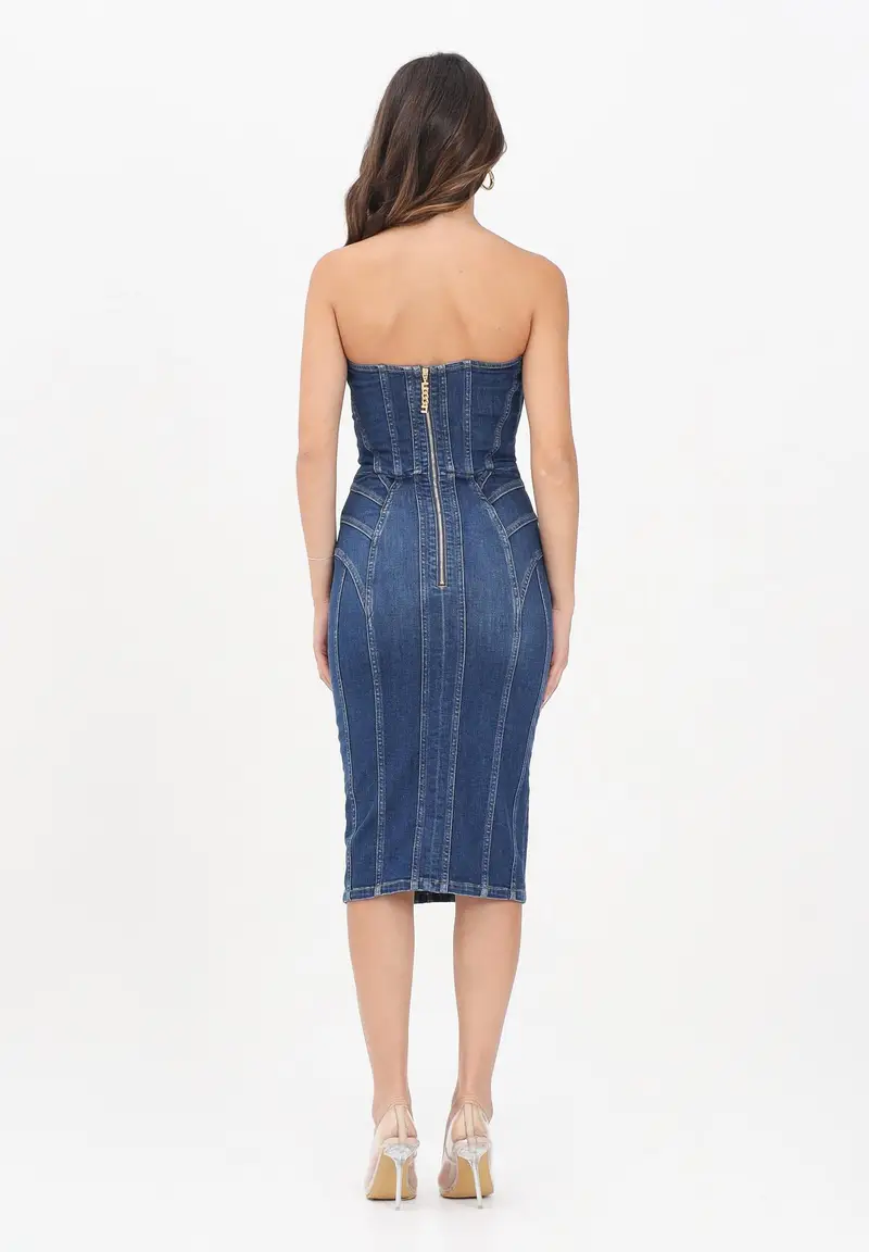 ELISABETTA FRANCHI Abito midi in denim da donna miniatura 3
