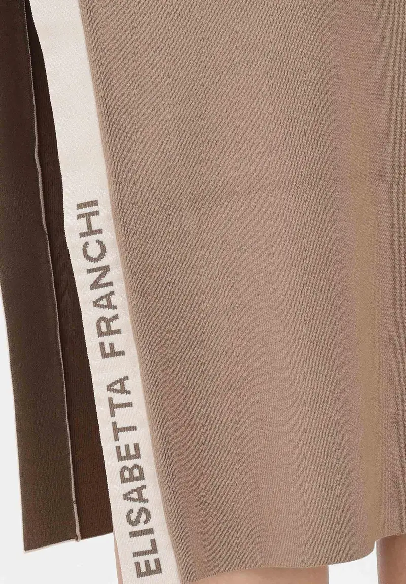 Abito midi in maglia argilla da donna con bande a contrasto miniatura 3