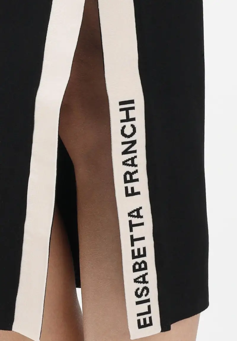 Abito midi in maglia nero da donna con bande a contrasto miniatura 3