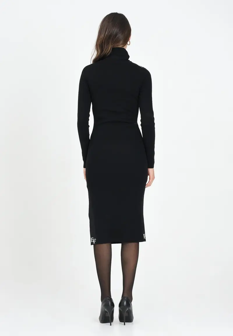 ELISABETTA FRANCHI Abito midi nero da donna con bande lucide miniatura 3