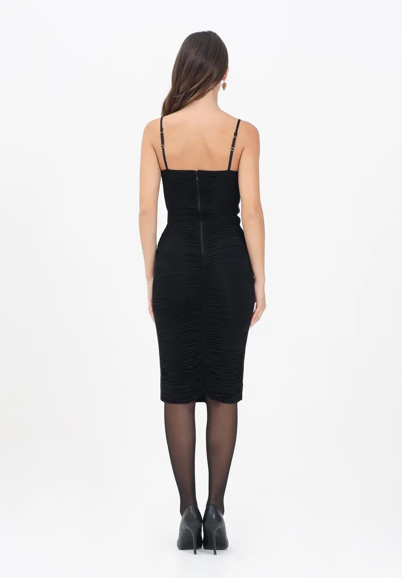 ELISABETTA FRANCHI Abito midi nero da donna con drappeggi miniatura 3