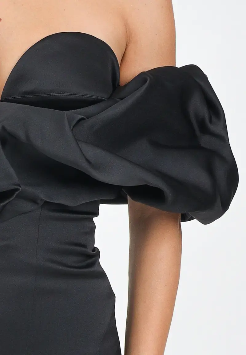 ELISABETTA FRANCHI Abito midi nero da donna con scollo 3D miniatura 2