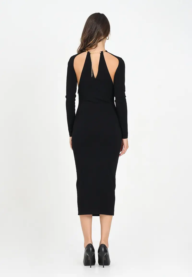 ELISABETTA FRANCHI Abito midi nero da donna con snake gioiello miniatura 3
