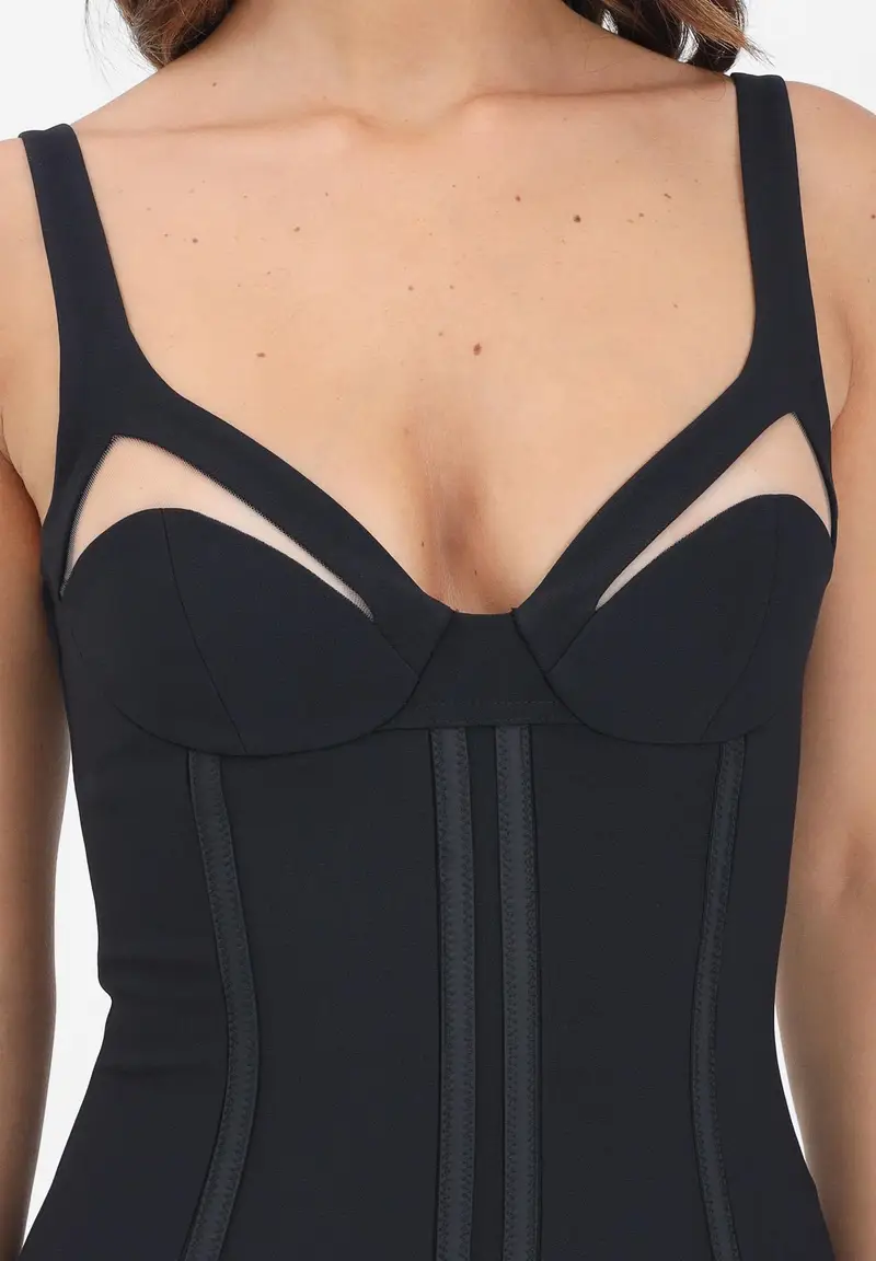 ELISABETTA FRANCHI Abito midi nero da donna con tulle miniatura 2