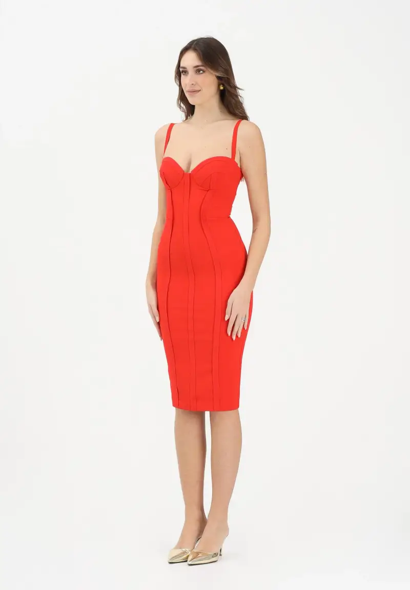 Abito midi rosso da donna