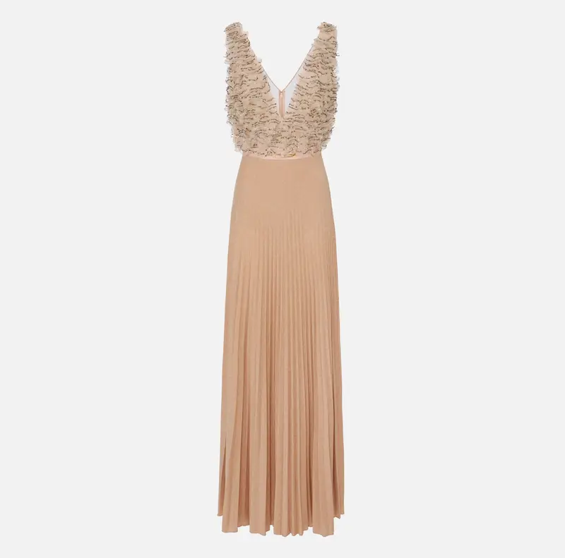 Abito Red Carpet in tulle e jersey con cristalli