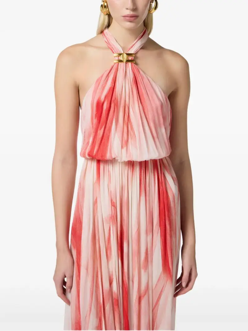 Abito Red Carpet in viscosa con stampa tulle rosso Burro miniatura 3