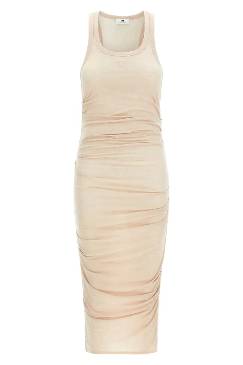 Abito Ricamo Logo Beige