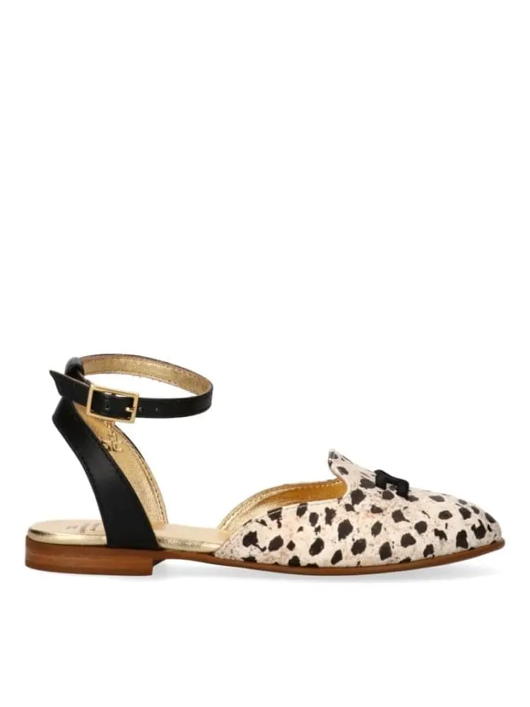 ballerina kids/junior animalier beige/nero