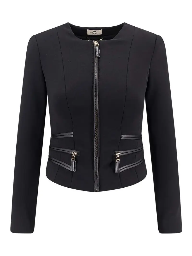 Blazer Con Tasche E Zip Nero