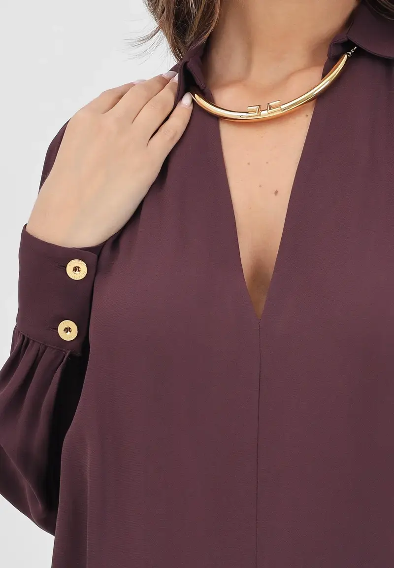 ELISABETTA FRANCHI Blusa bordeaux da donna con dettaglio gioiello miniatura 2