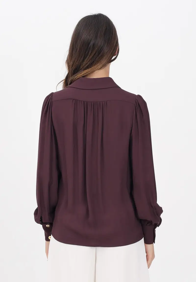 ELISABETTA FRANCHI Blusa bordeaux da donna con dettaglio gioiello miniatura 3