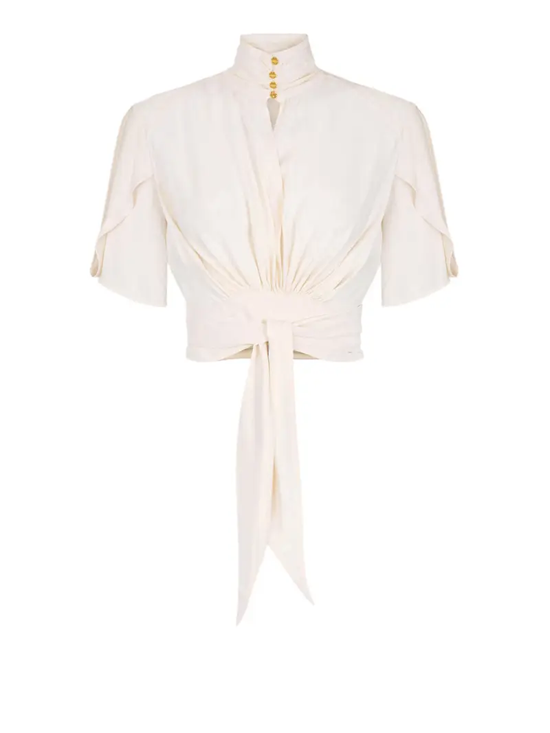 blusa crop elisabetta franchi da donna - burro Avorio