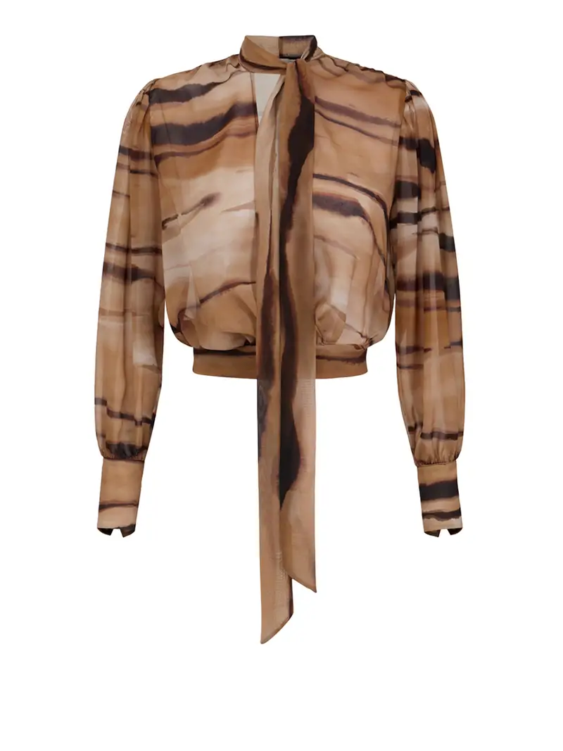 blusa crop elisabetta franchi da donna - cammello maculato Marrone