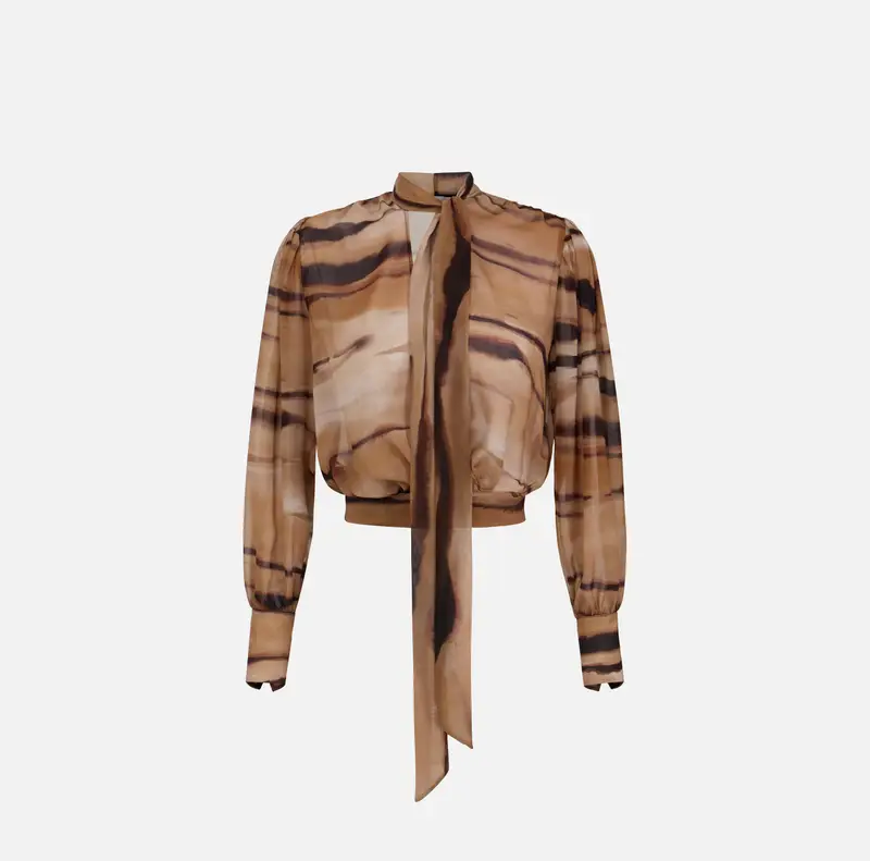 Blusa in chiffon con stampa tigre