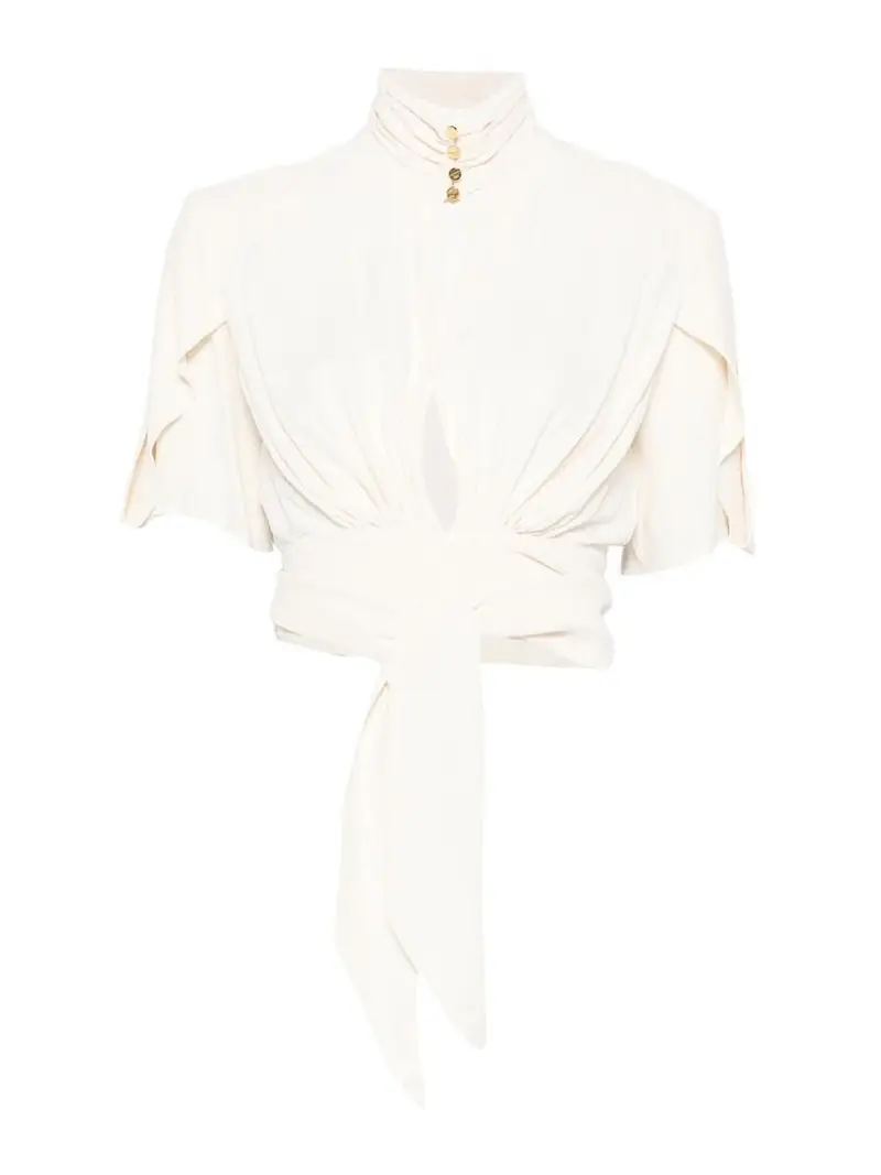 Blusa in georgette di viscosa Crema