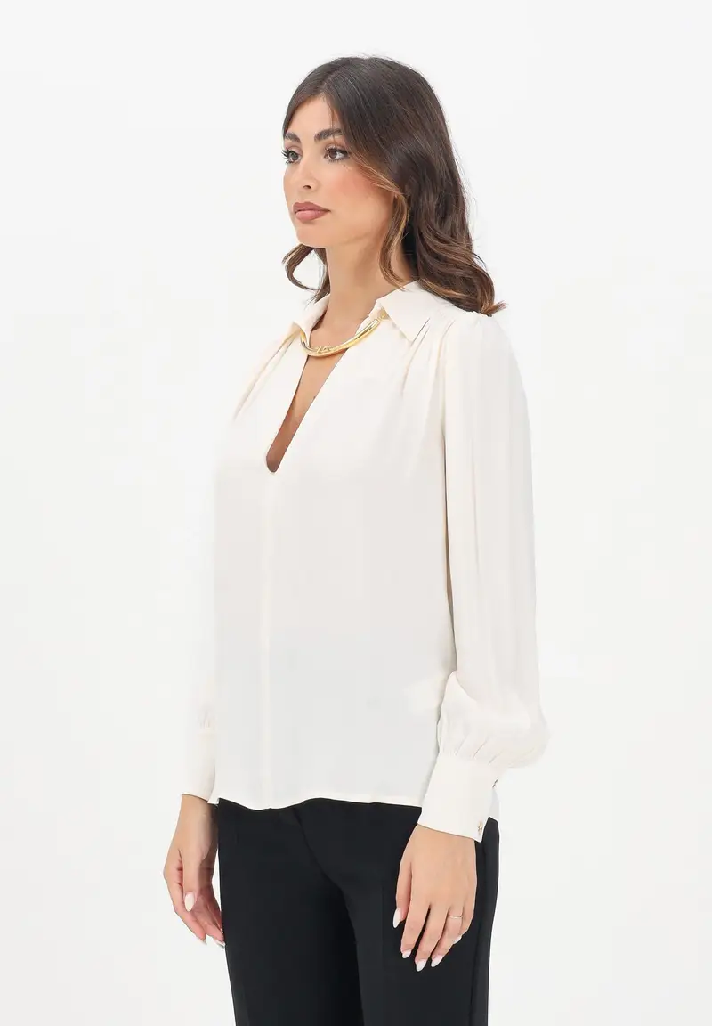 ELISABETTA FRANCHI Blusa latte da donna con dettaglio gioiello