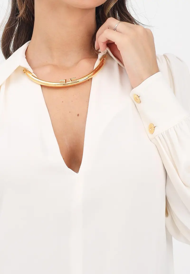 ELISABETTA FRANCHI Blusa latte da donna con dettaglio gioiello miniatura 2