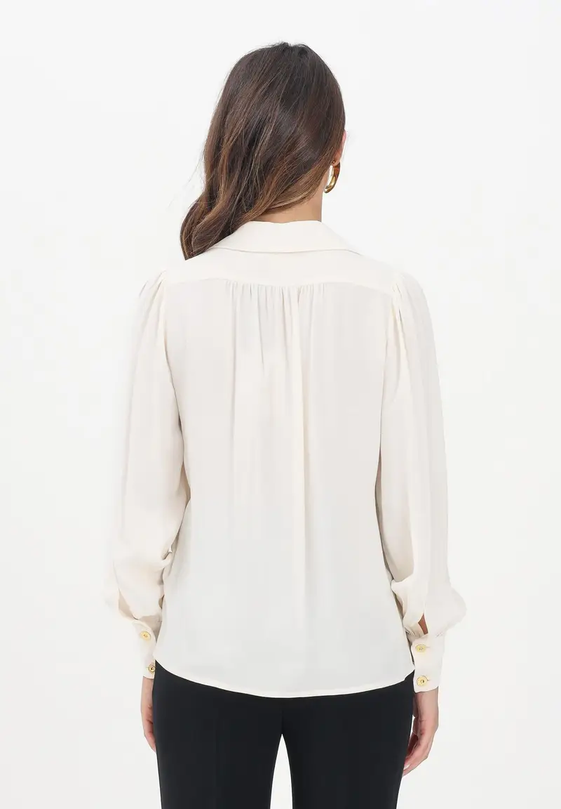 ELISABETTA FRANCHI Blusa latte da donna con dettaglio gioiello miniatura 3