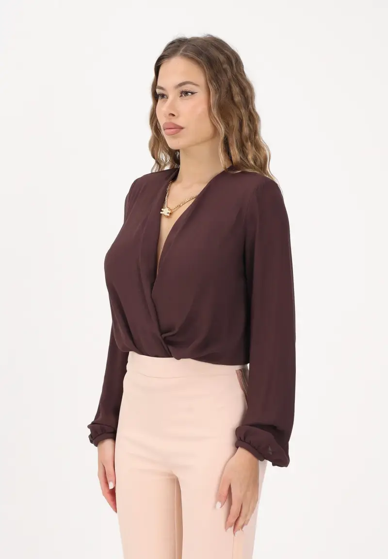 Body a manica lunga cacao da donna con collana