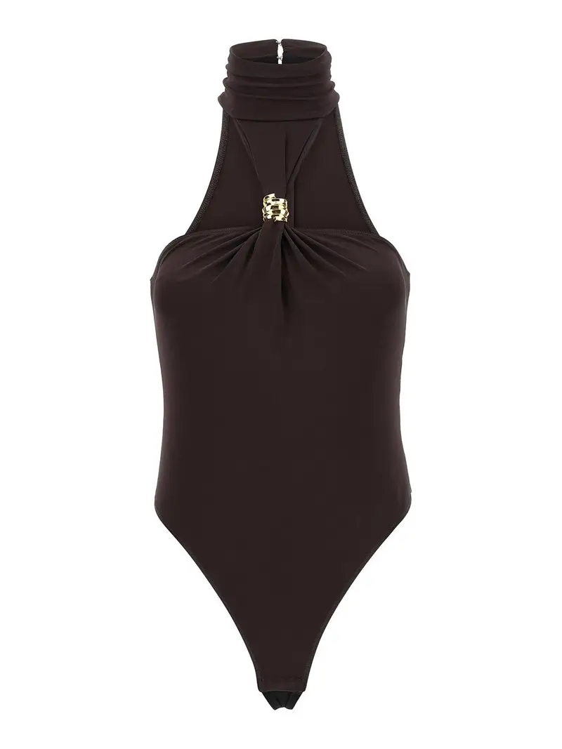 Body con dettagli gioiello Marrone