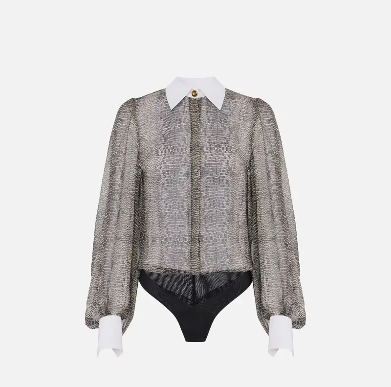 Body con stampa pitone e colletto