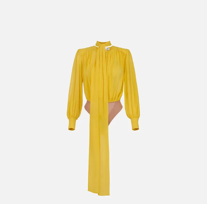 Body in georgette di seta con fusciacca