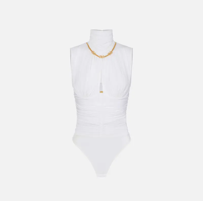 Body in jersey crêpe leggero con dettaglio gioiello