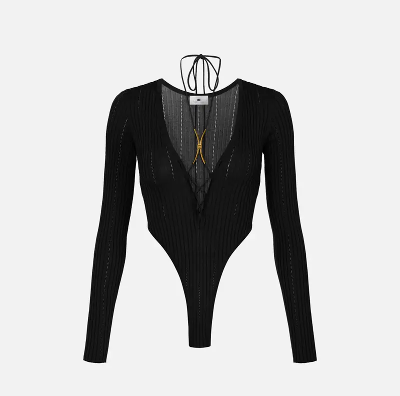 Body in maglia con dettaglio gioiello