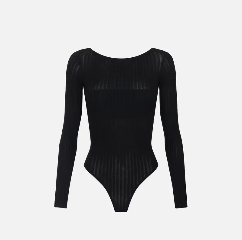 Body in maglia con trasparenze