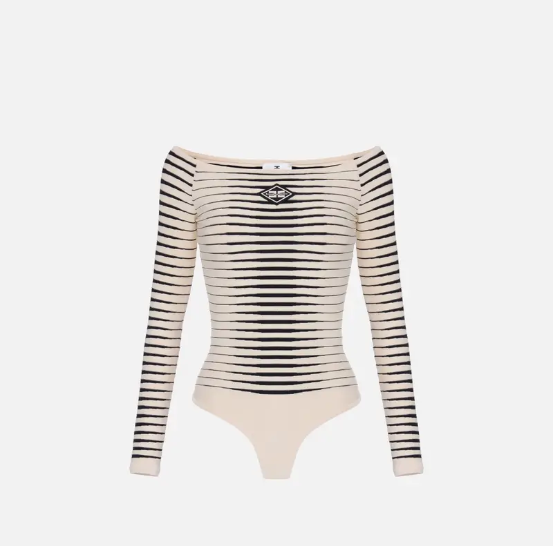Body in maglia con zebra jacquard