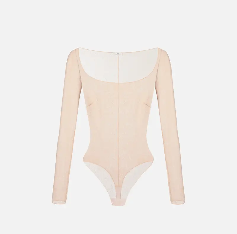 Body in tulle jacquard con fantasia snake