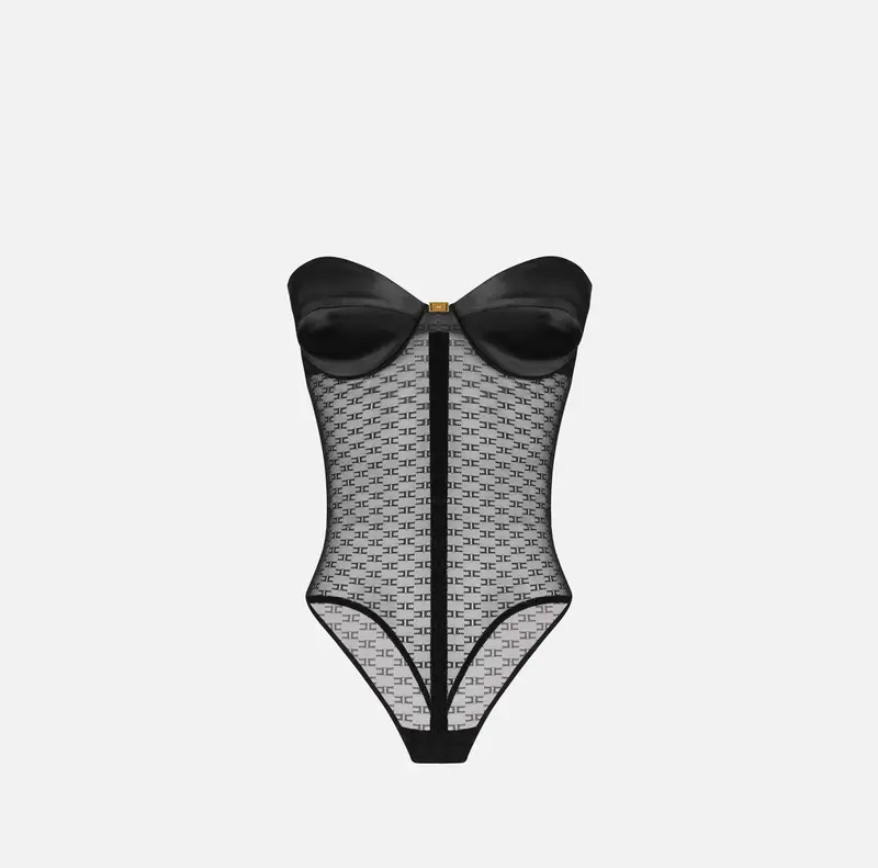 Body in tulle jacquard con monogram