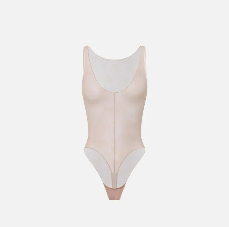 Body in tulle trasparente con fantasia snake