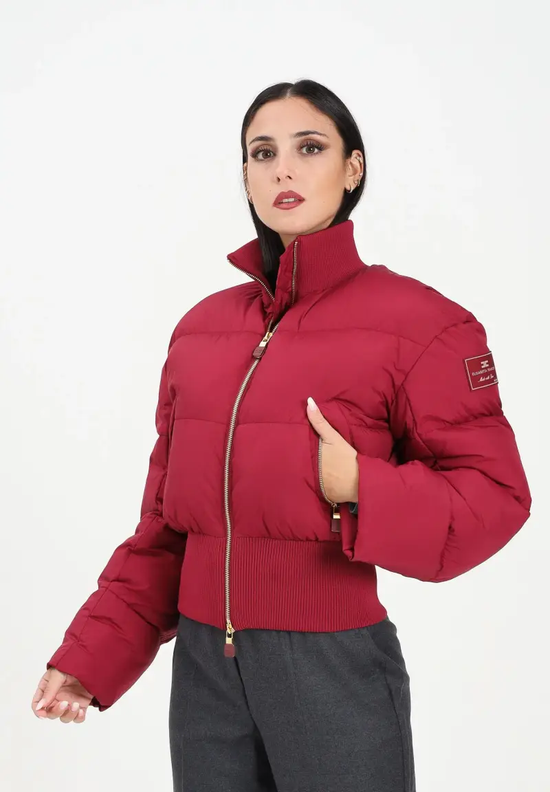 Bomber ciliegia da donna con patch logo miniatura 2