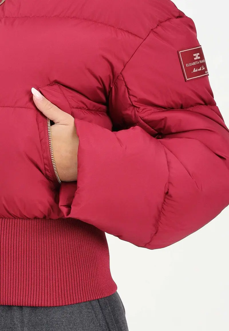 Bomber ciliegia da donna con patch logo miniatura 3