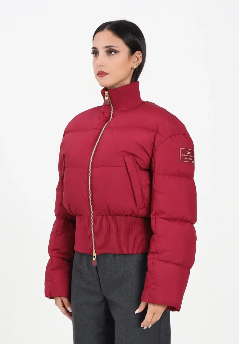 Bomber ciliegia da donna con patch logo