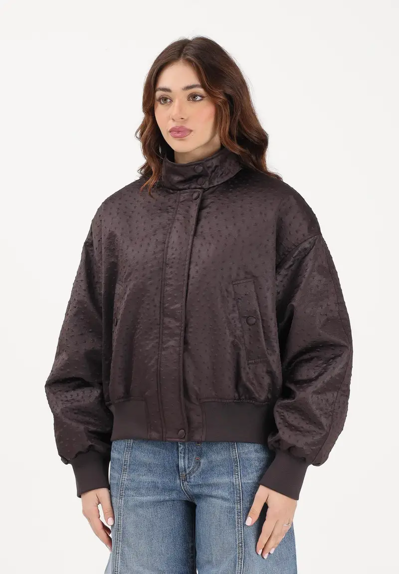 Bomber marrone da donna in taffettà