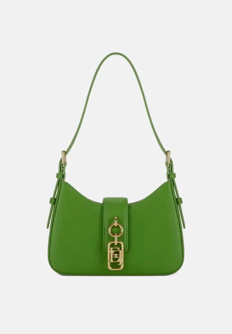Borsa a spalla verde da donna con charm