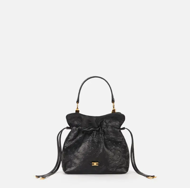 Borsa in pelle con stampa struzzo