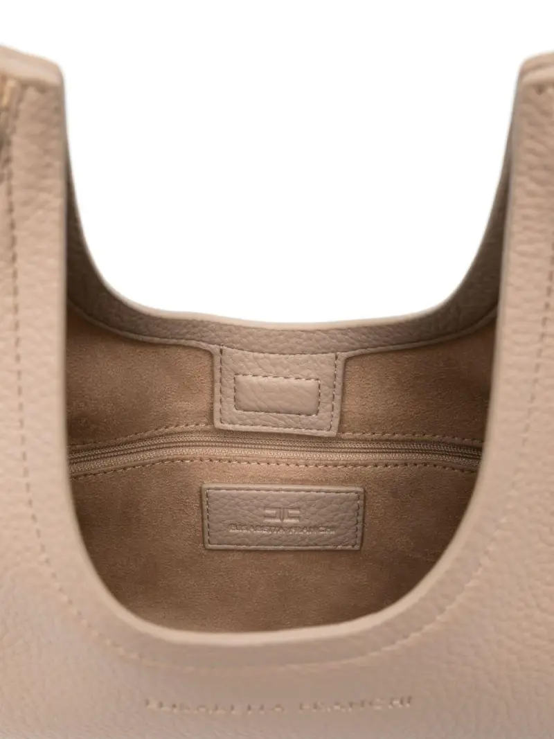 Borsa mezzaluna in pelle bottolata tortora miniatura 2