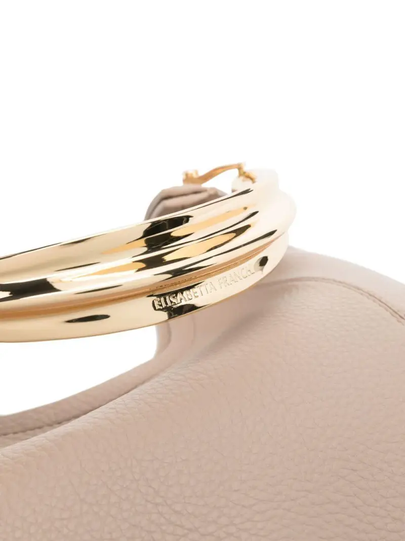 Borsa mezzaluna in pelle bottolata tortora miniatura 3