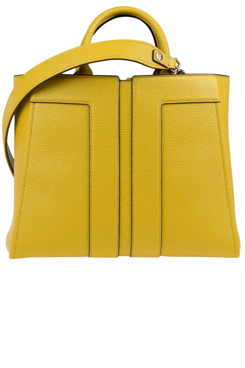 Borsa tote in ecopelle martellata Giallo