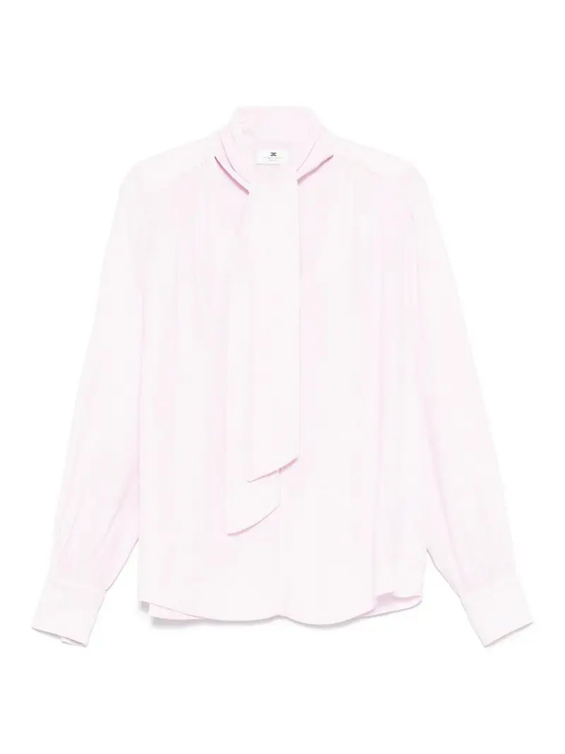 Camicetta Con Collo Annodato E Bordino Color Carne E Neutri