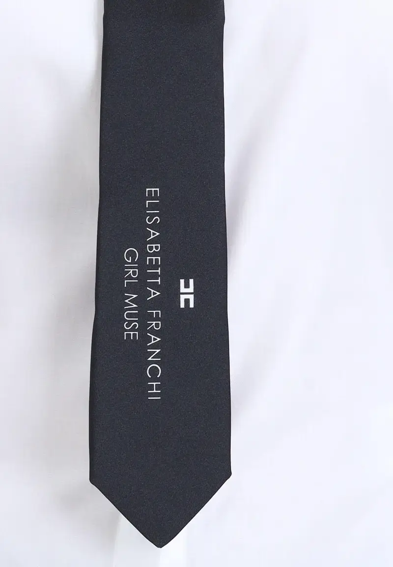 ELISABETTA FRANCHI Camicia a manica lunga bianca da donna con cravatta miniatura 2