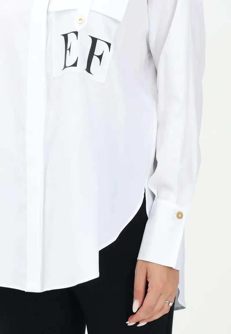 ELISABETTA FRANCHI Camicia a manica lunga bianca da donna in popeline di cotone a righe miniatura 2