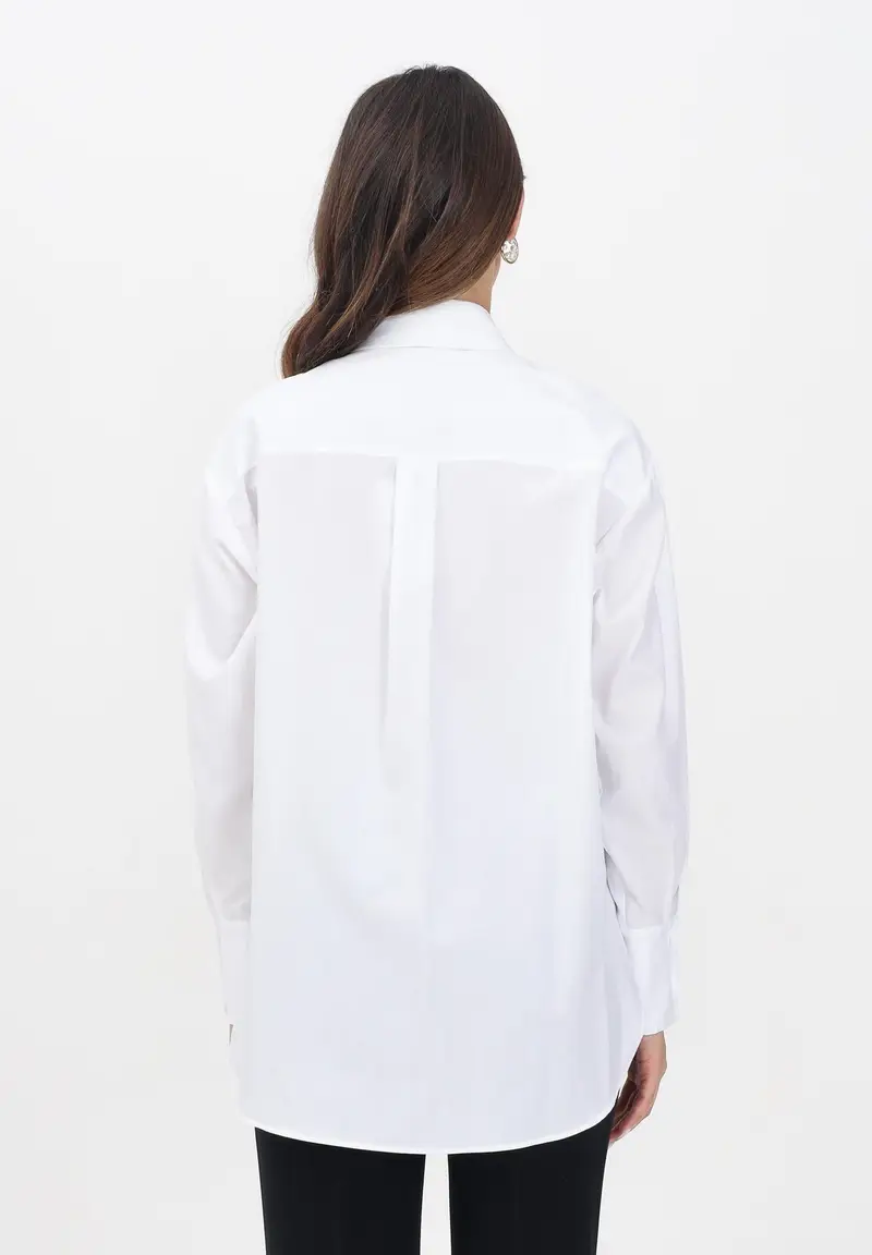 ELISABETTA FRANCHI Camicia a manica lunga bianca da donna in popeline di cotone a righe miniatura 3