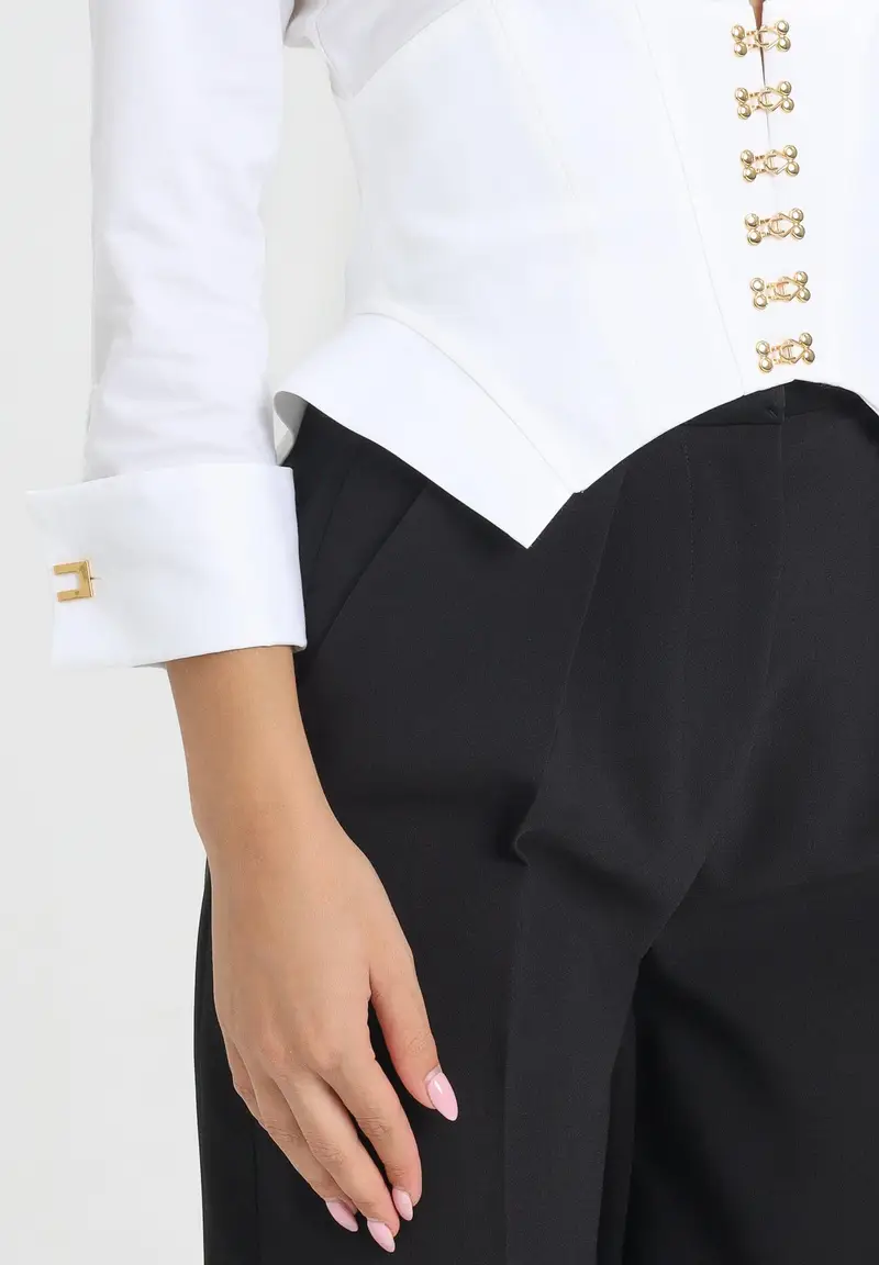 ELISABETTA FRANCHI Camicia bianca da donna con ganci gioiello miniatura 2