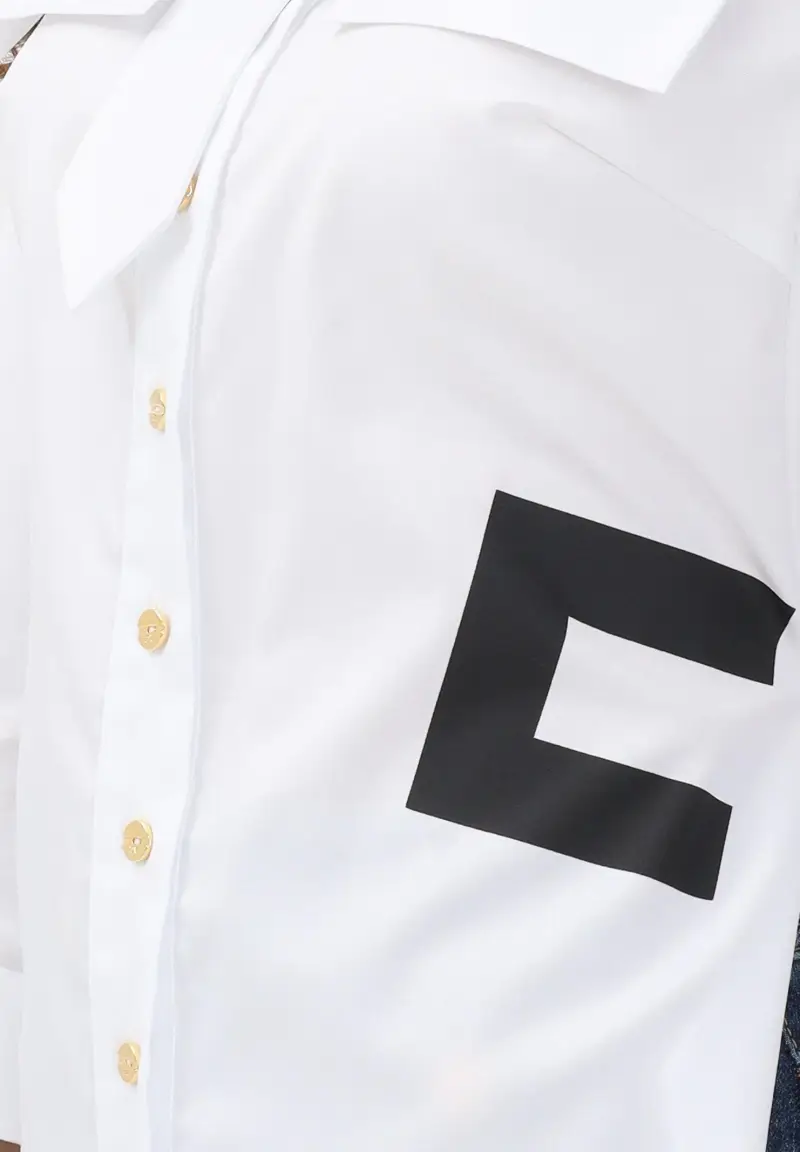 Camicia bianca da donna con stampa logo miniatura 3